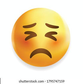 High quality emoticon on white background.
Pensive, remorseful face ,saddened by life. Yellow face with Sad emoji. Unhappy emoticon.