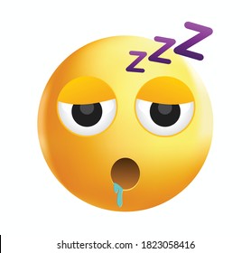 High quality emoticon on white background. Sleeping emoji vector illustration.
Yellow face emoji with closed eyes. Popular chat elements. Trending emoticon.