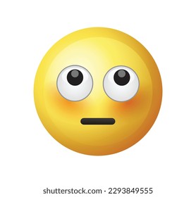 High quality emoticon on white background . Straight face emoji with eyes and mouth.
Yellow face emoji vector illustration.