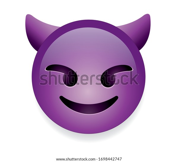 白い背景に高品質の絵文字と角 悪魔の絵文字 紫の顔悪魔の絵文字 のベクター画像素材 ロイヤリティフリー