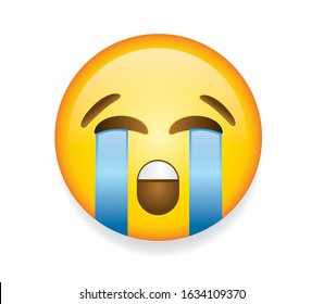 High quality emoticon vector illustration white background  Emoji crying and tears   closed eyes yellow face crying emoji Popular chat elements Cry emoji Crying emoticon 