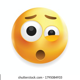 High Quality Emoticon Vector On Yellow Gradient Background. Skeptical Emoji With Eyes.
Yellow Face Thinking Emoji.Wondering Emoji.Detective Emoticon.