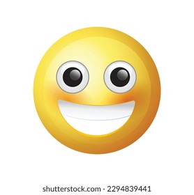 High quality emoticon vector on white background. Smiling emoji, blushing smiley face icon.