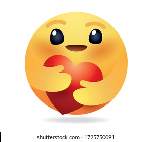 High quality emoticon.Care emoji with heart.Love emoticon on social media isolated vector on white background. 
Popular emoticon chat element.