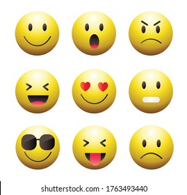 High quality emoticons isolated on a white background.Emoticons set.Emoji collection vector illustration.Yellow smiley.Emoji.Emoticons.