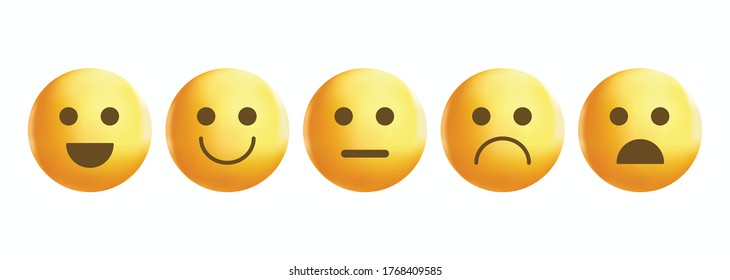 High quality emoticons isolated on a white background.Emoticons set.Emoji collection vector illustration.Yellow face smiley.Feedback scale.