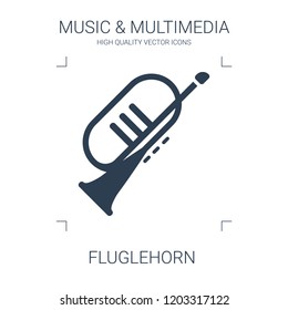 high quality filled flugelhorn icon on white background. from music multimedia collection flat trendy vector flugelhorn symbol. use for web and mobile