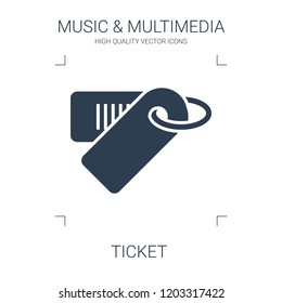 high quality filled ticket icon on white background. from music multimedia collection flat trendy vector ticket symbol. use for web and mobile