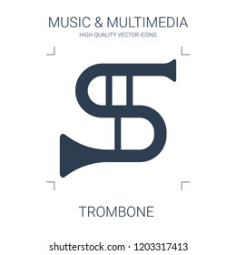 high quality filled trombone icon on white background. from music multimedia collection flat trendy vector trombone symbol. use for web and mobile