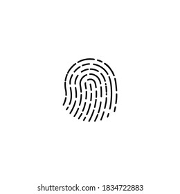 High quality fingerprint line vector icon isolated on white background and circular in shape. The concept of security access on gadgets.