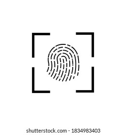 High quality fingerprint line vector icon isolated on minimal white background and shaped in circle. The rectangular box shows the center.