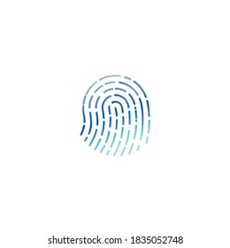 High quality fingerprint line vector icon isolated on pure white background and gradient blue color. Minimalist and finger shaped. Security access concept.