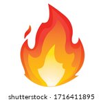 High quality fire emoticon isolated on white background. Fire emoji vector illustration. Lit icon.