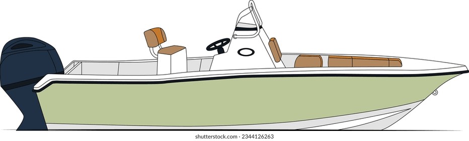High quality Fishing boat vector art, line art and illustration