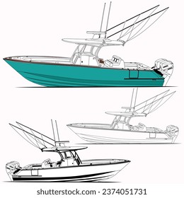  High quality Fishing boat vector for Sea Which is printable on various materials.