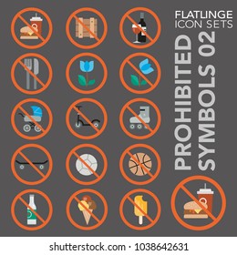 High quality flat colorful icons of waring sign, prohibited symbol. Flatlinge are the best pictogram pack unique design for all dimensions and devices. Vector graphic, logo symbol and website content.