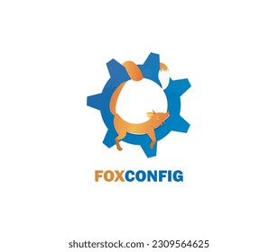 High Quality Fox Config Gear logo design illustration