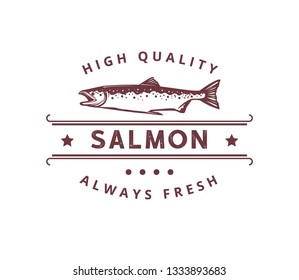 high quality fresh salmon fish seafood vector logo design template