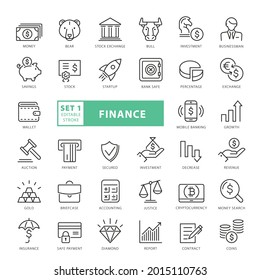Juego de iconos de línea delgada para vectores completos de alta calidad - Finanzas, dinero, negocios