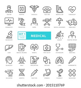 High Quality Full Vector Thin Line Icon Set - Medical, Healthcare, Ospital Set1