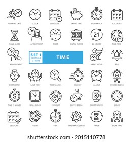 High Quality Full Vector Thin Line Icon Set - Time, Clock, Date