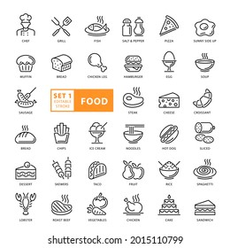 High Quality Full Vector Thin Line Icon Set - Food, Snack, Meal