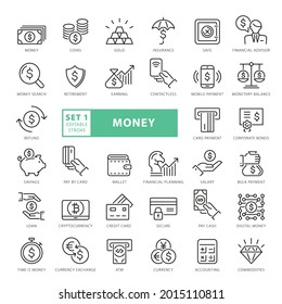 High Quality Full Vector Thin Line Icon Set - Money, Currency, Coins