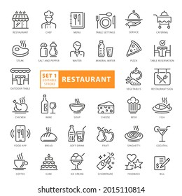 High Quality Full Vector Thin Line Icon Set - Restaurant, Cafe, Food