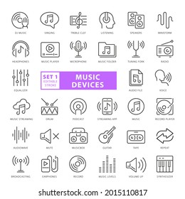 High Quality Full Vector Thin Line Icon Set - Audio Devices and Music