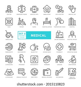 High Quality Full Vector Thin Line Icon Set - Medical, Healthcare, Ospital Set 2