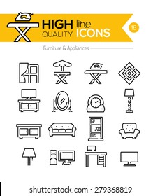 High Quality Furniture and Appliances line icons