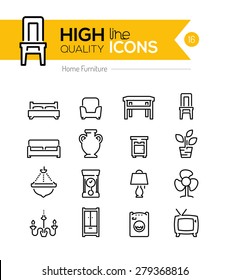 High Quality Furniture line icons