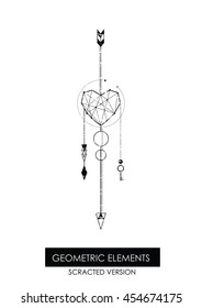 High quality geometric element. Scrathed version. Sacred geometry. Isolated objects.

