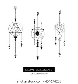 High quality geometric element. Scrathed version. Sacred geometry. Isolated objects.
