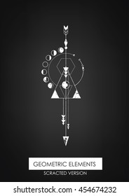 High quality geometric element. Scrathed version. Sacred geometry. Isolated objects.
