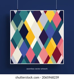 High quality geometric seamless pattern background. Colorful trendy template for background and layout. Vector illustration pattern.