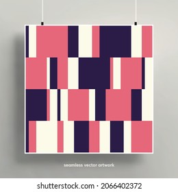 High quality geometric seamless pattern background. Colorful trendy template for background, layout or poster. Bauhaus style shapes. Vector illustration seamless pattern.