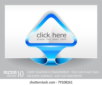 high quality glossy arrow paper tag with space for your text and transparent shadows. Just copy and paste on whatever surface!