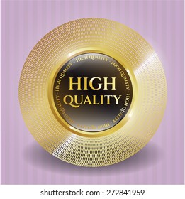 High quality gold shiny badge with pink background