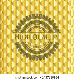 High Quality gold shiny emblem. Scales pattern. Vector Illustration. Detailed.