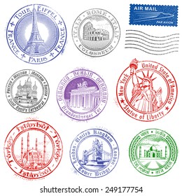 High quality Grunge Vector Stamps of major monuments around the world.