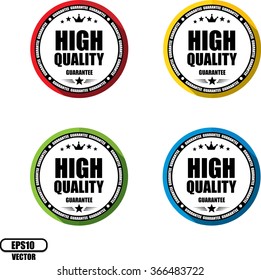High quality guarantee, Button, label and sign - Vector illustration