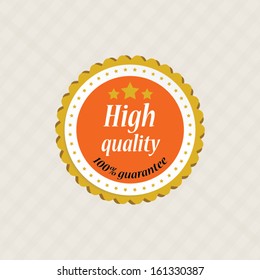High Quality guarantee orange label, sticker vintage style -  vector illustration.