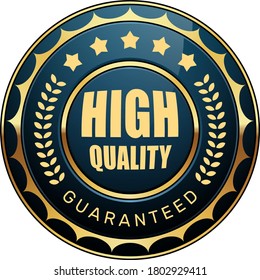 Banda garantizada de alta calidad 5 estrellas laurel wreath brillante logotipo metálico de oro azul