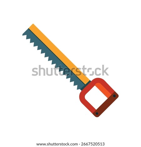 High quality hacksaw design perfect for cutting metal pipes woodworking and construction tool projects Vector illustration on white background.