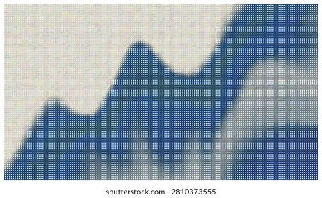 High quality halftone dot composition featuring deep blue waves against light white space for clean professional artistic background design and visuals.