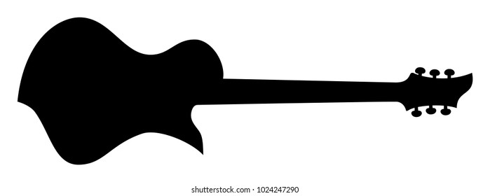 High Quality Hand Drawn Black Silhouette of an Heavy Metal Guitar