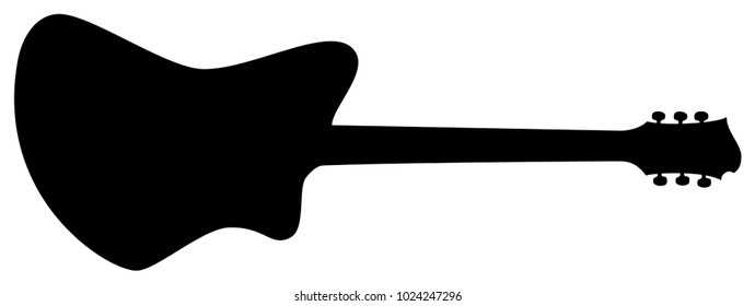 High Quality Hand Drawn Black Silhouette of an Heavy Metal Guitar
