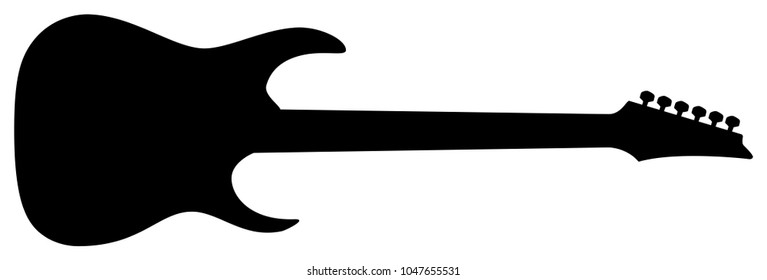 High Quality Hand Drawn Black Silhouette of an Heavy Metal Guitar