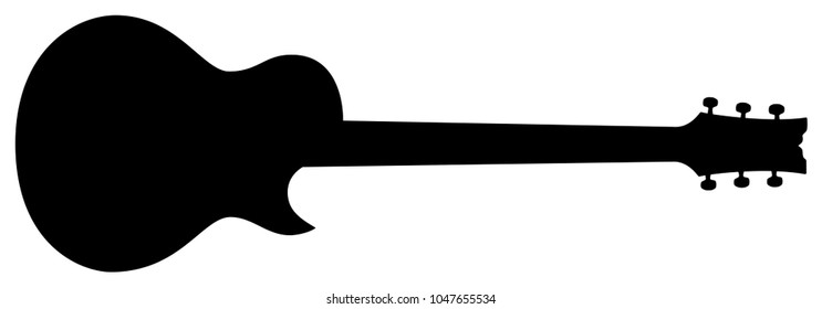 High Quality Hand Drawn Black Silhouette of an Heavy Metal Guitar